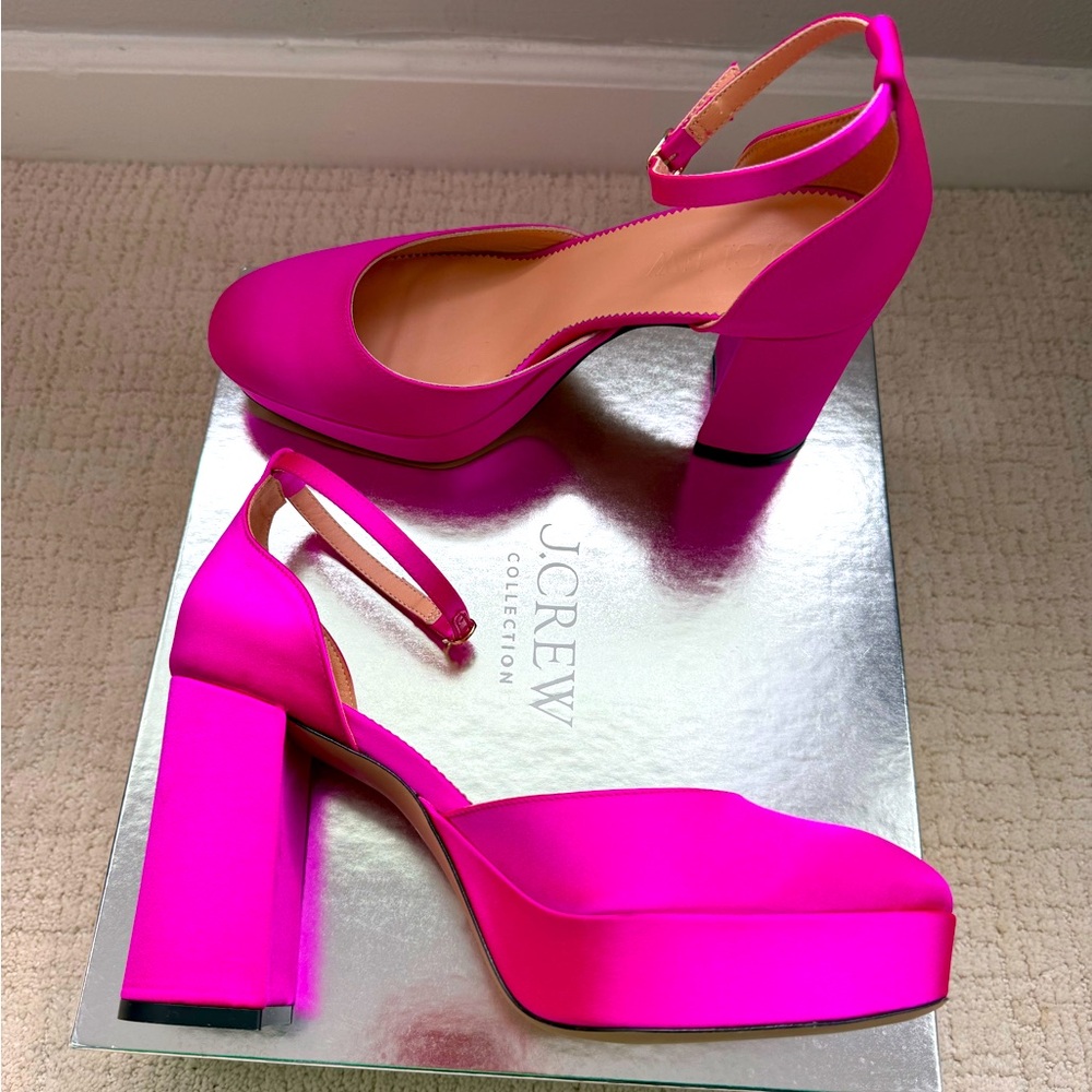 J. Crew Collection Maisie made-in-Italy Platform Heels in Radiant Fuschia *NWT* - Picture 5 of 7